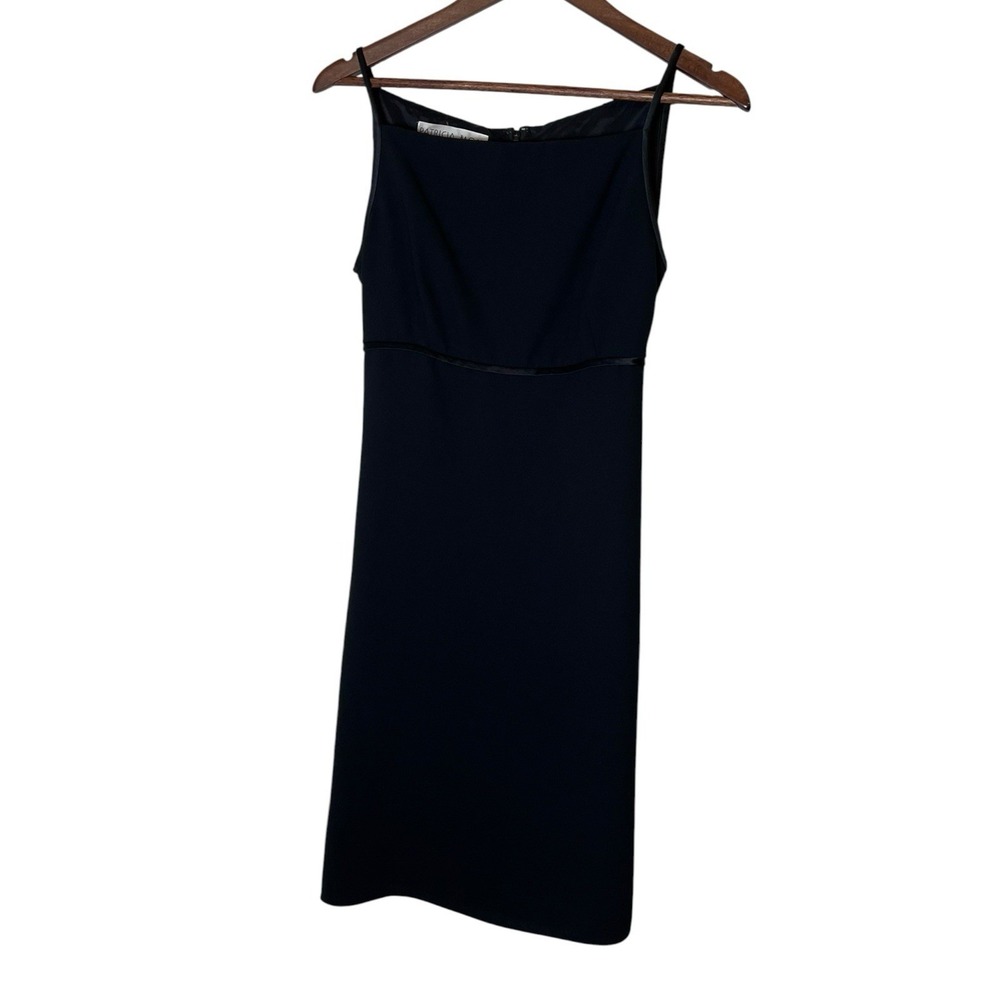 Patricia Moss Womens Black Silk Trim Empire Waist Sheath Dress Size 8 90's